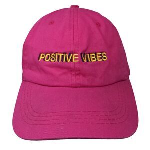 Positive Vibes Slideback Hat Pink Embroidered One Size City Hunter
